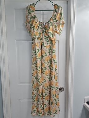 Baltic Born Almafi Lemon Print Midi Dress Sz XL